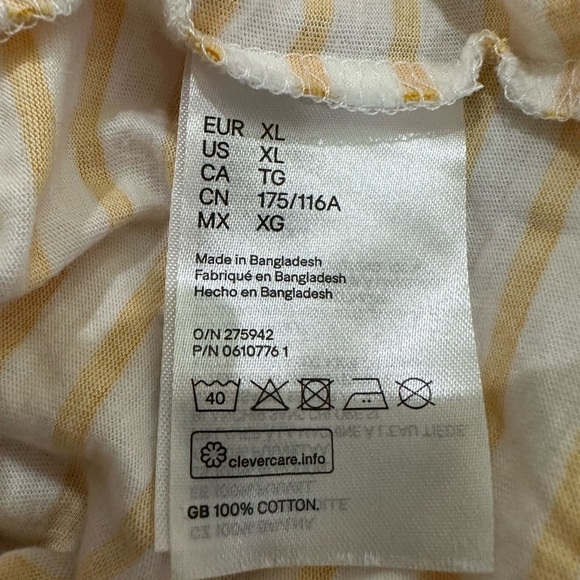 H&M Yellow & White Stripe T-Shirt - Size XL 🍋 - Picture 7 of 8